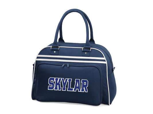 Retro bowling bags in multiple colours showing personalisation options