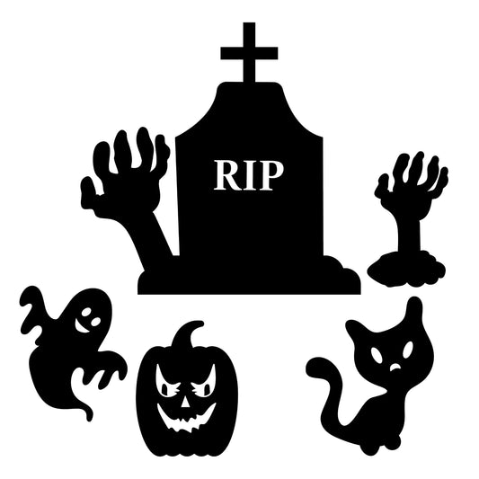 Gravestone sticker set showing regular and large size options