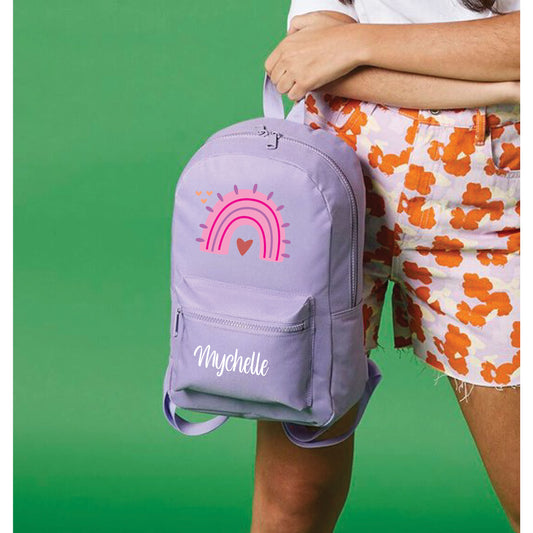 Rainbow backpacks showing 6 colour options