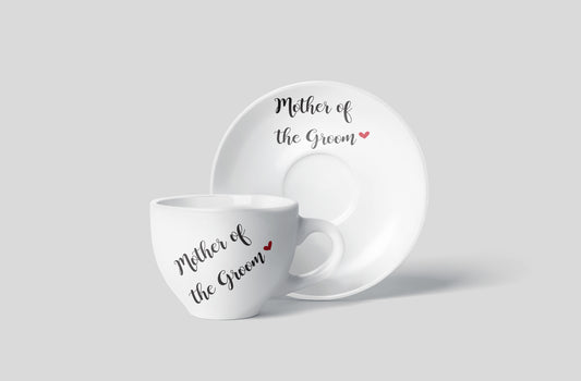 Mother of the Groom personalised teacup and saucer set in porcelain