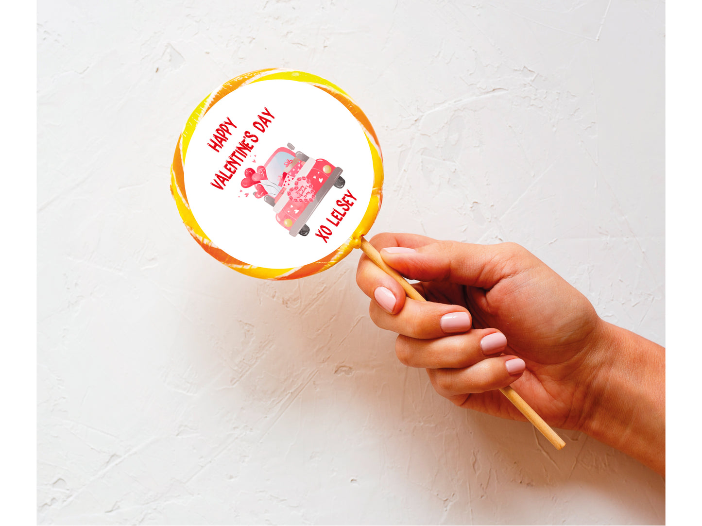 Personalised Valentine lollipop showing additional design options