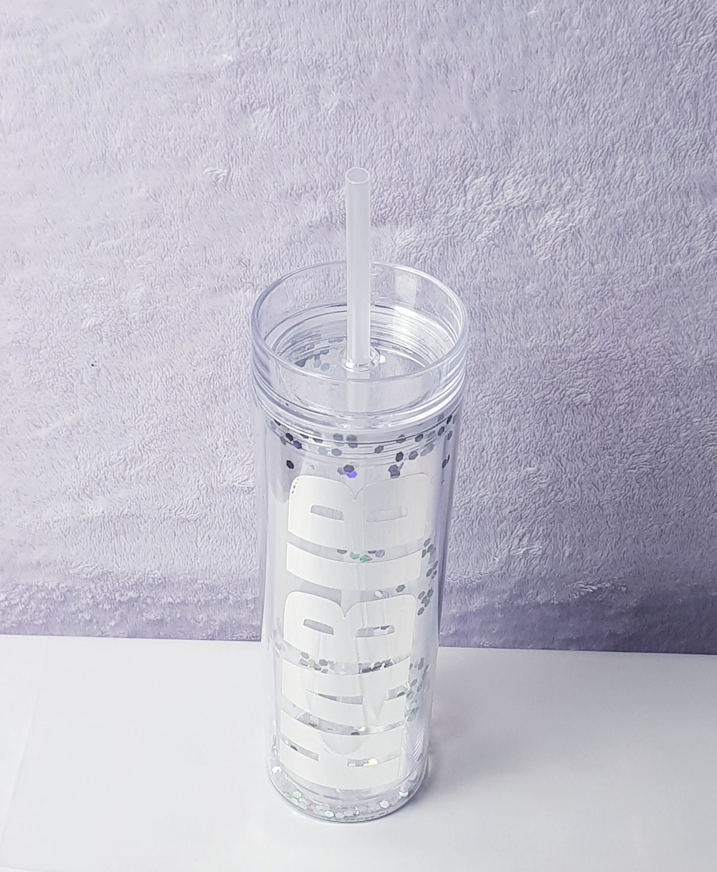 Personalised glitter skinny tumblers with straws for bridesmaid gifts