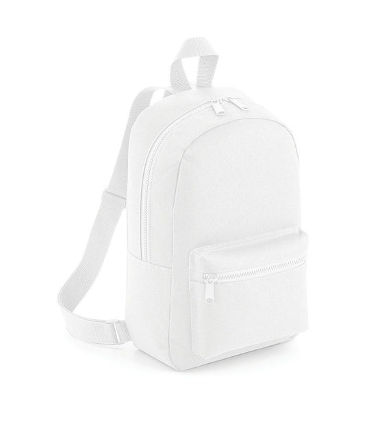 Personalised kids backpack showing front zip pocket and grab handle detail