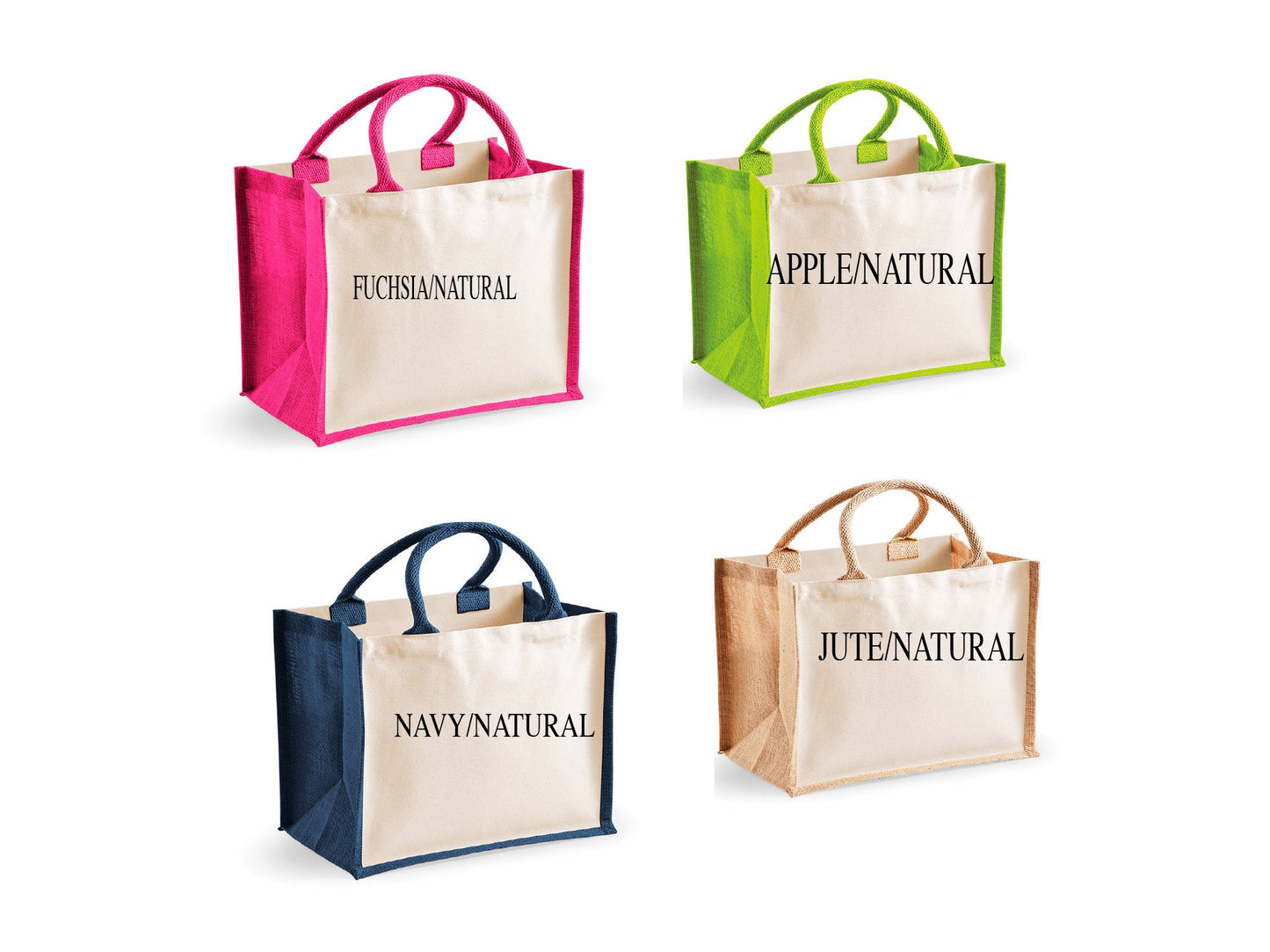 Personalised flamingo lunch bags showing text colour personalisation options