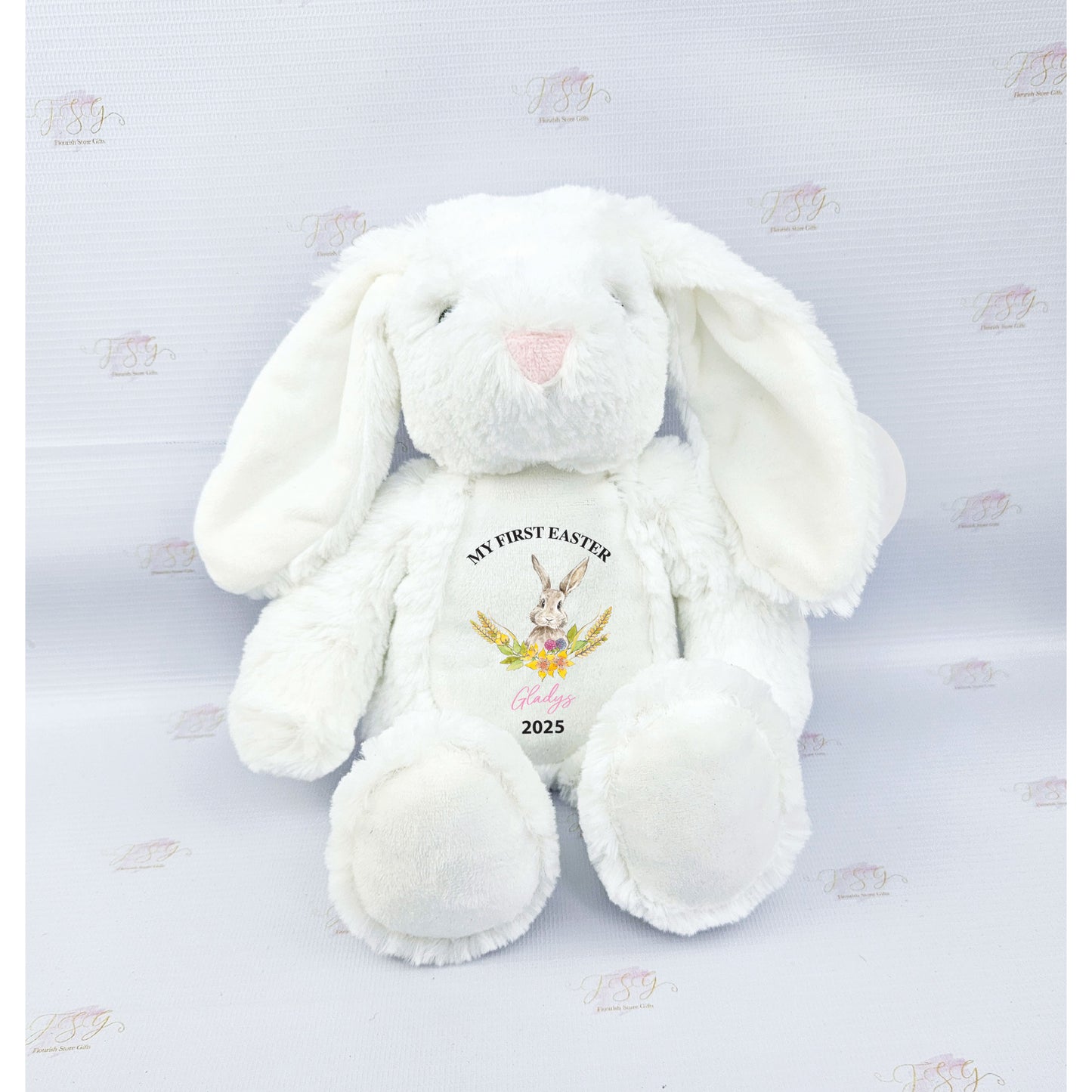 Personalised My First Easter bunny plush in pastel colour with name