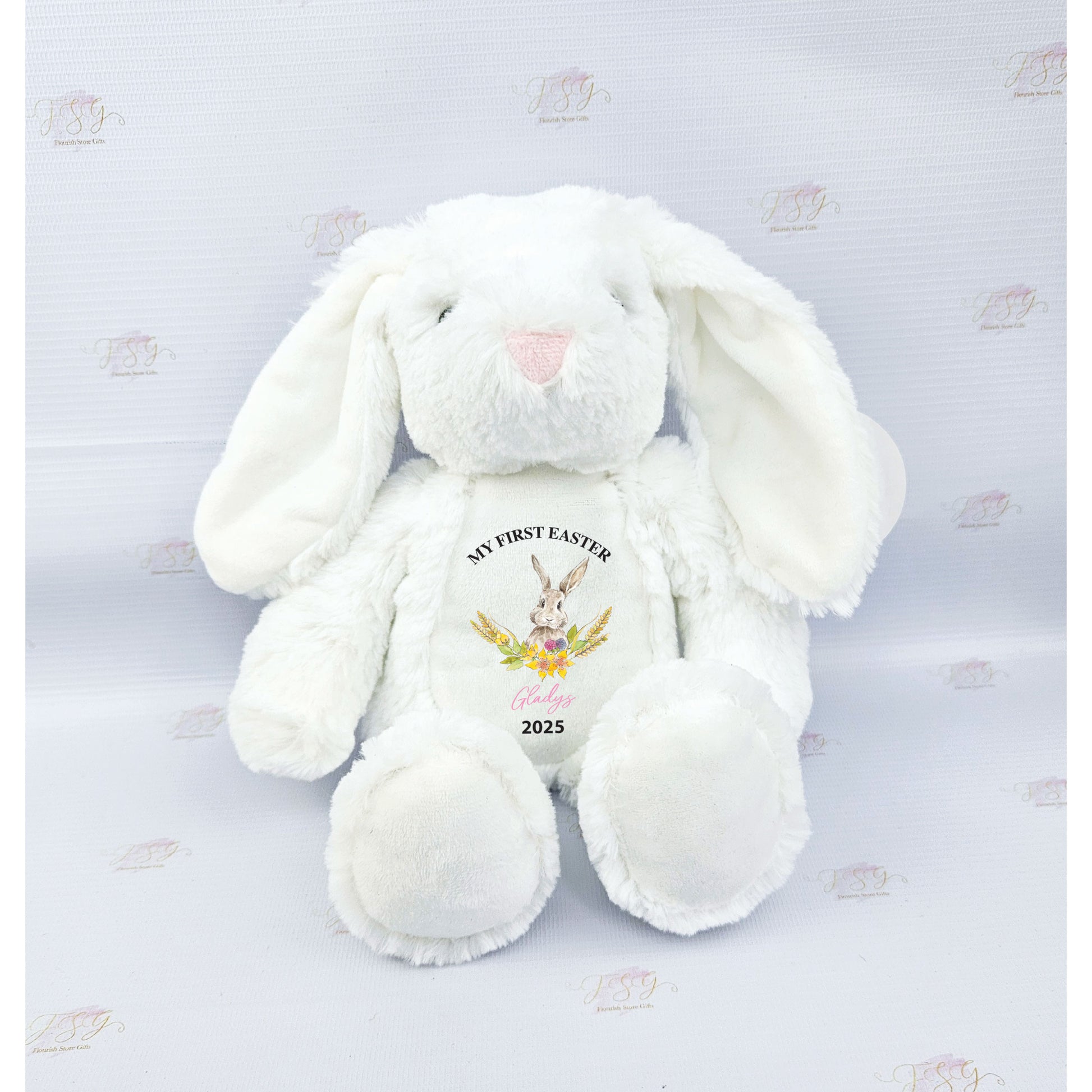 Personalised My First Easter bunny plush in pastel colour with name
