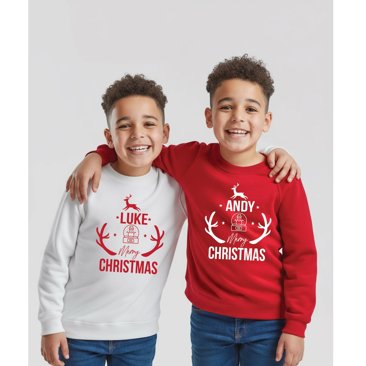 Baby size personalised Christmas jumper from matching family set