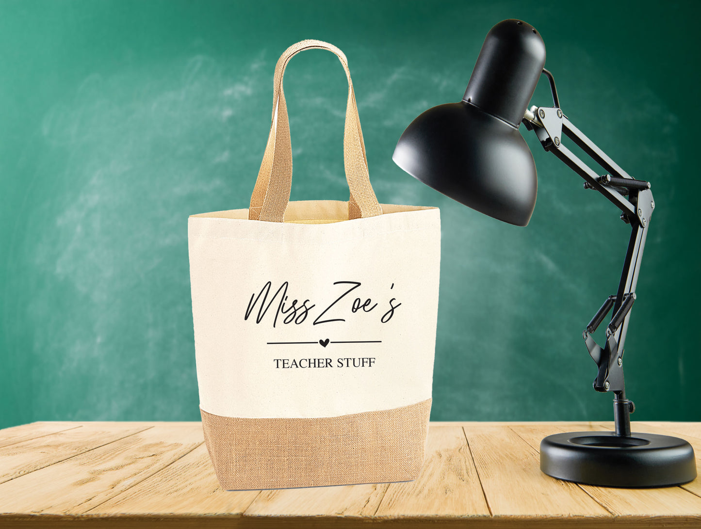 Teacher Stuff tote bags showing 4 available size options