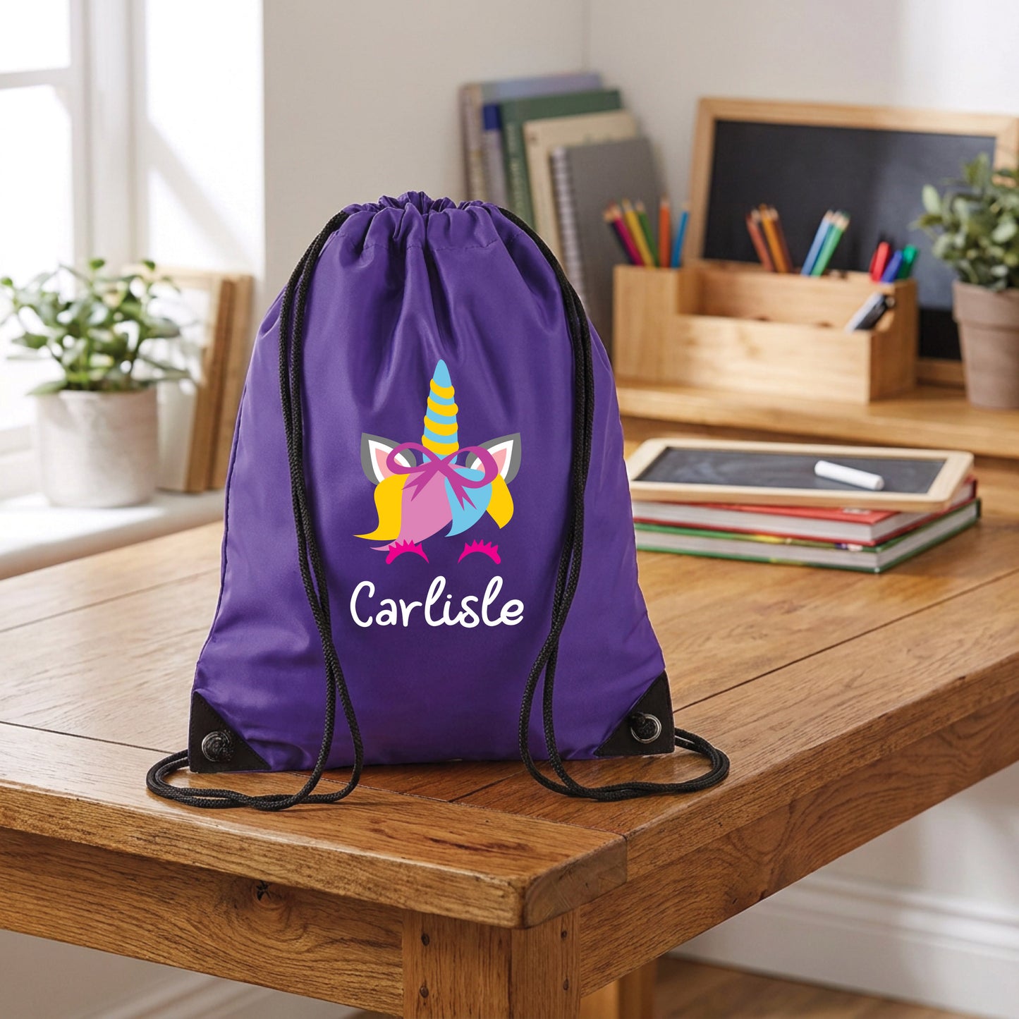 Personalised Unicorn Drawstring Gym Bag