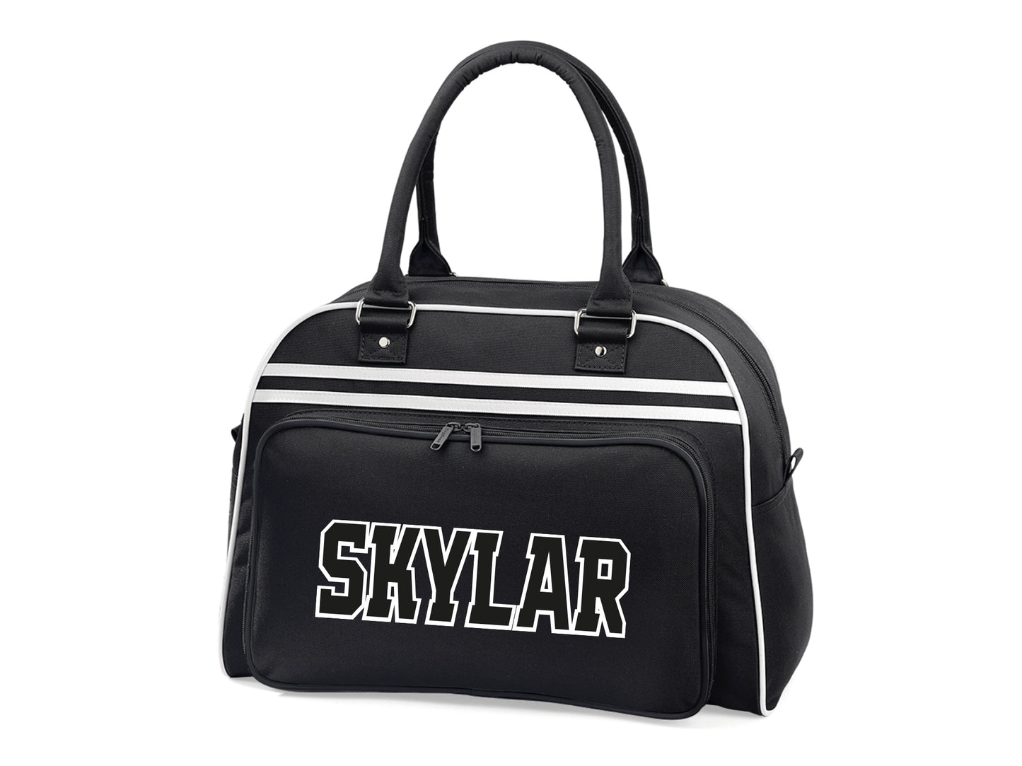 Personalised retro bowling bag with custom name and contrast detailing