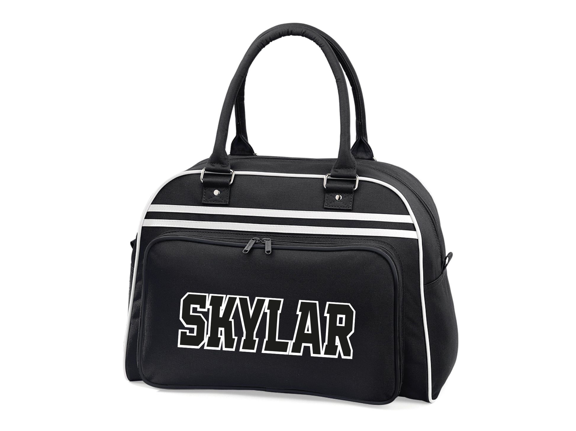Personalised retro bowling bag with custom name and contrast detailing