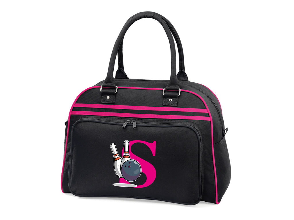 Black and Fuchsia Bowling bag personalised
