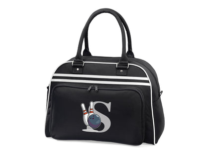 Black and white bowling bag personalised