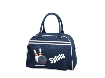 Illustrated retro bowling bags in multiple colours with personalisation