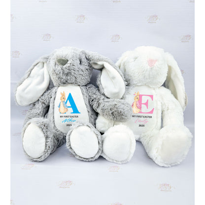 First Easter bunny plush showing colour options