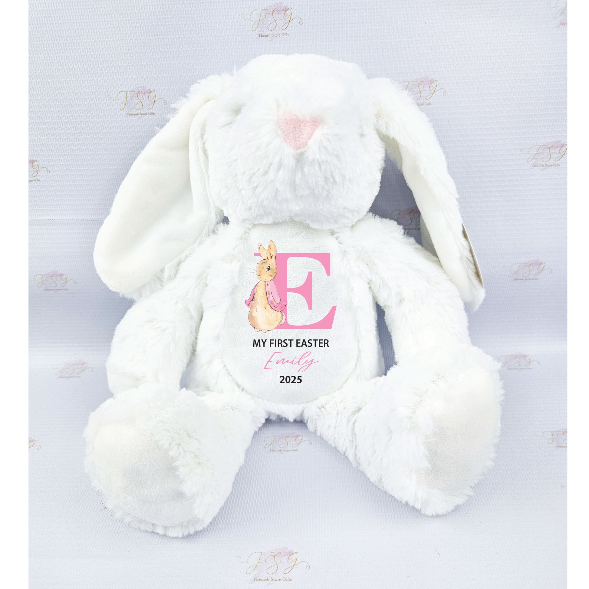 Personalised Easter bunny with name initial and year embroidery