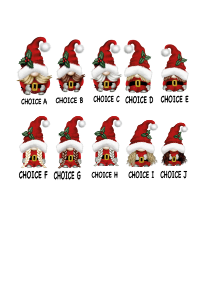 Personalised gnome Christmas jumper showing gnome design options
