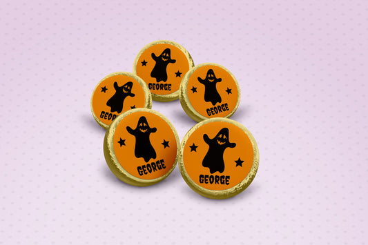 Personalised Halloween chocolate coins set of 5 in gold foil