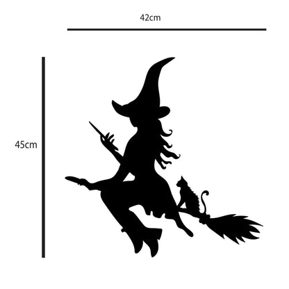 Witch and cat window sticker set showing bats and stars detail