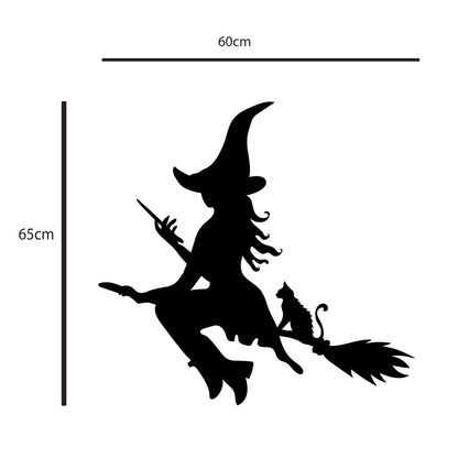 Halloween window sticker applied to window with autumn decor