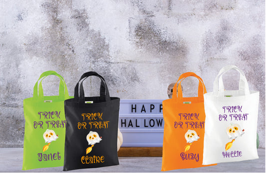 Ghost trick or treat bags in multiple colours