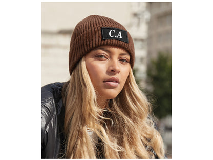 Personalised beanie hats showing multiple colour options