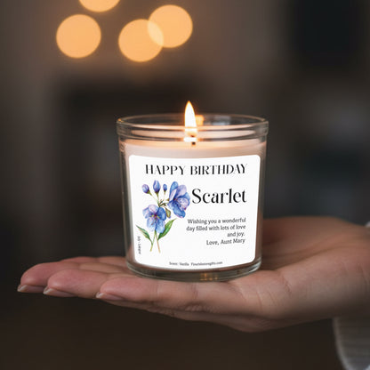 Personalised Birthday Candle Gift - Birth Flower Gifts for Her