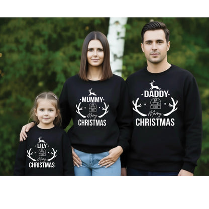 Personalised Christmas jumper showing name detail on front