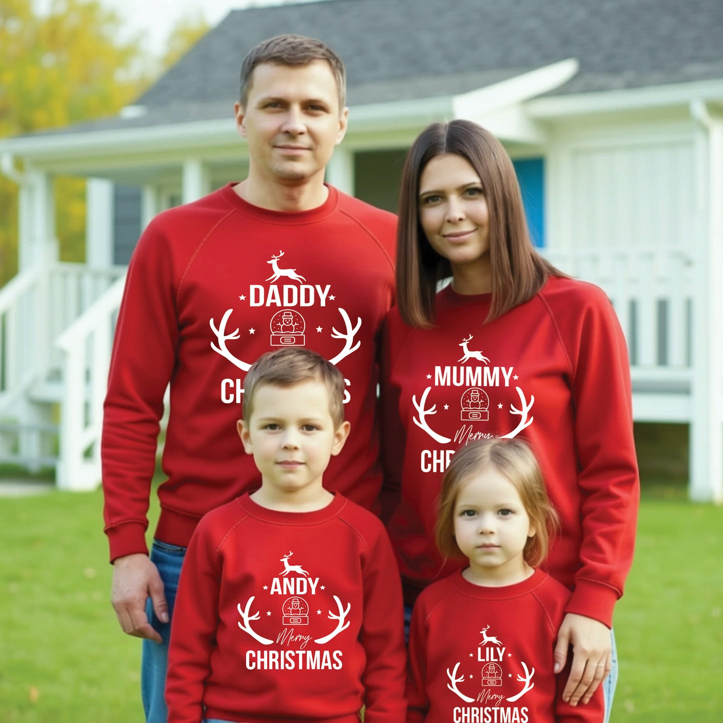 Children's personalised matching Christmas jumper