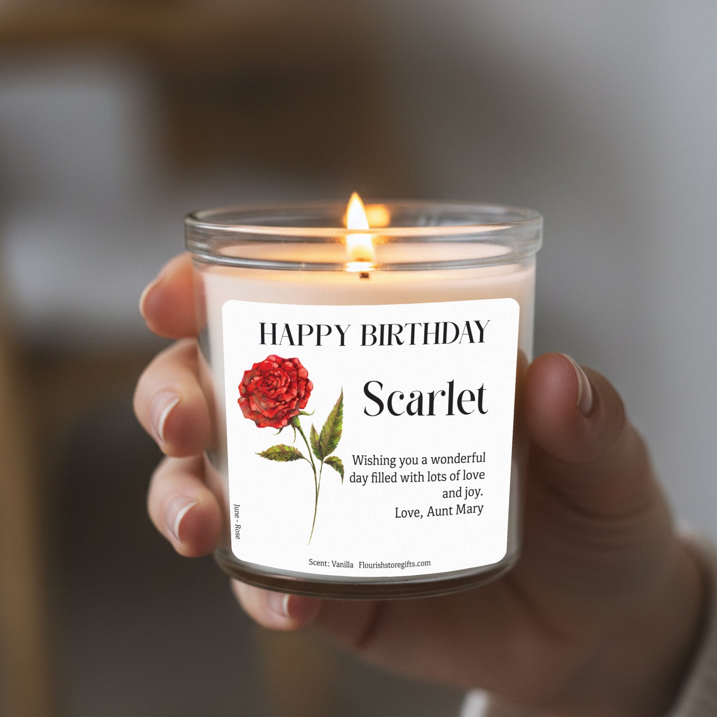 Personalised Birthday Candle Gift - Birth Flower Gifts for Her