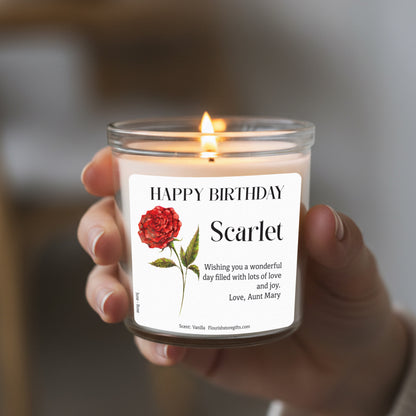 Personalised Birthday Candle Gift - Birth Flower Gifts for Her