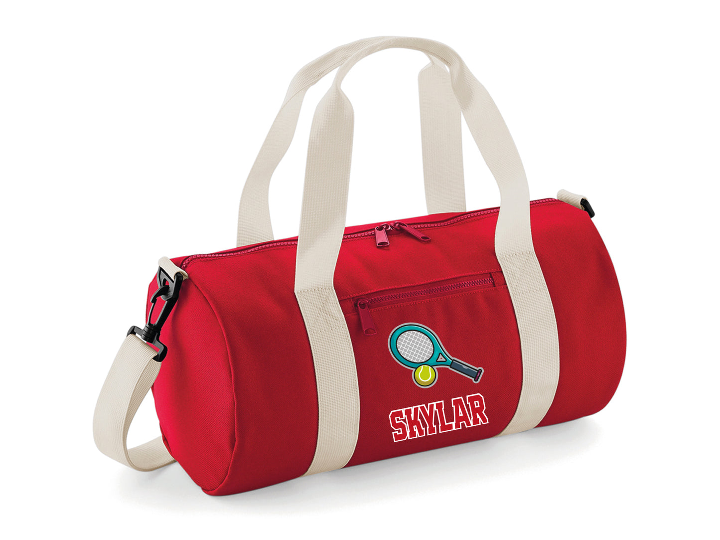 Personalised tennis bag with detachable shoulder strap