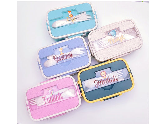 Personalised character kids lunch box with animal design and custom name