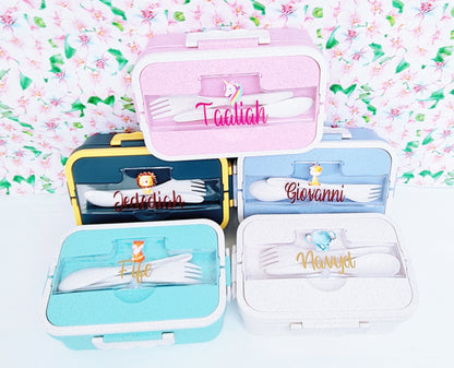 Character lunch boxes showing multiple animal design options