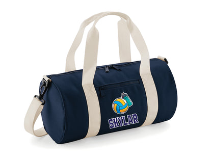 Interior of personalised netball kit bag with zip compartments