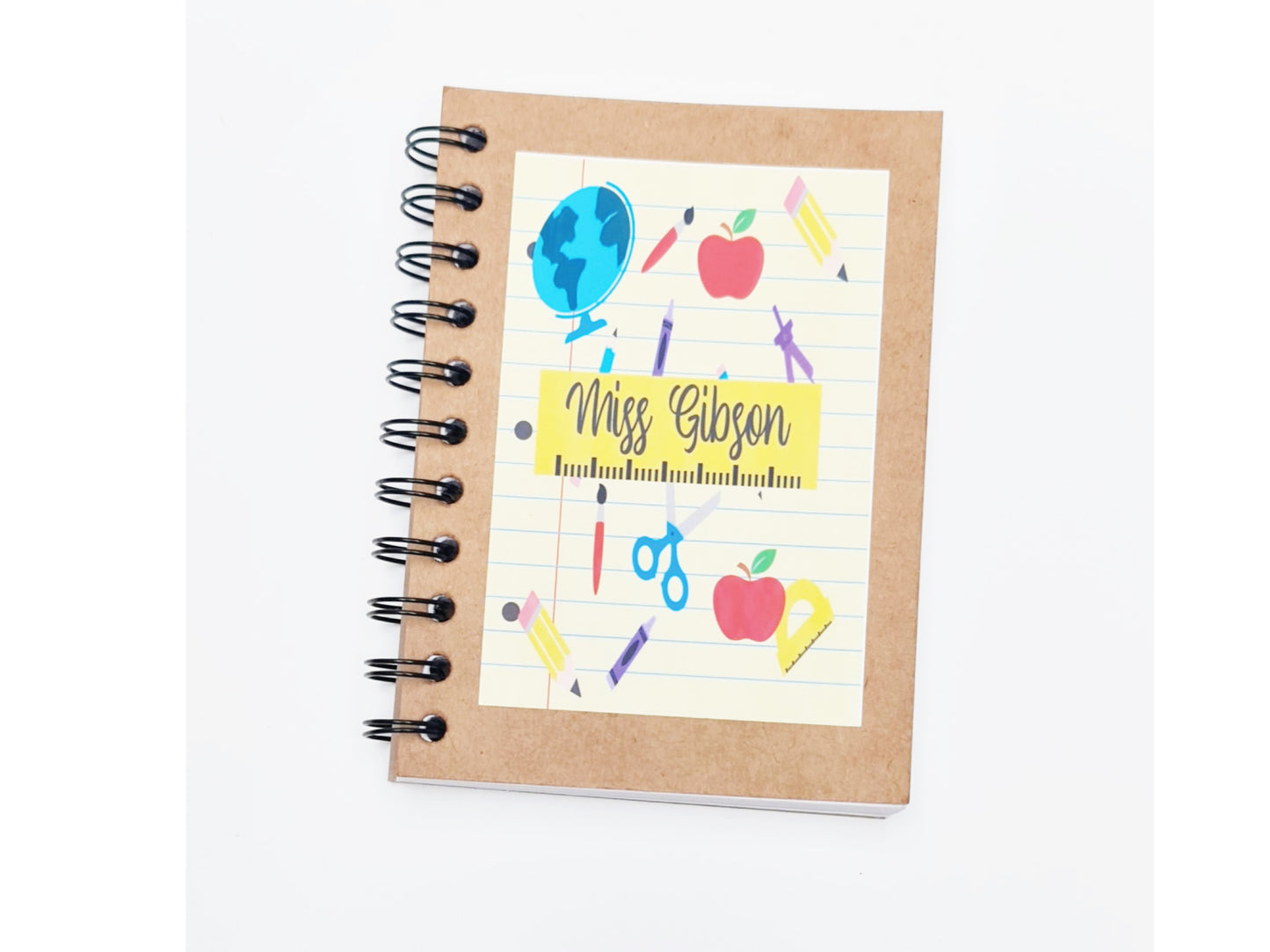 Personalised teacher notebook with rose gold pen option