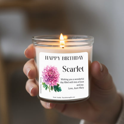 Personalised Birthday Candle Gift - Birth Flower Gifts for Her