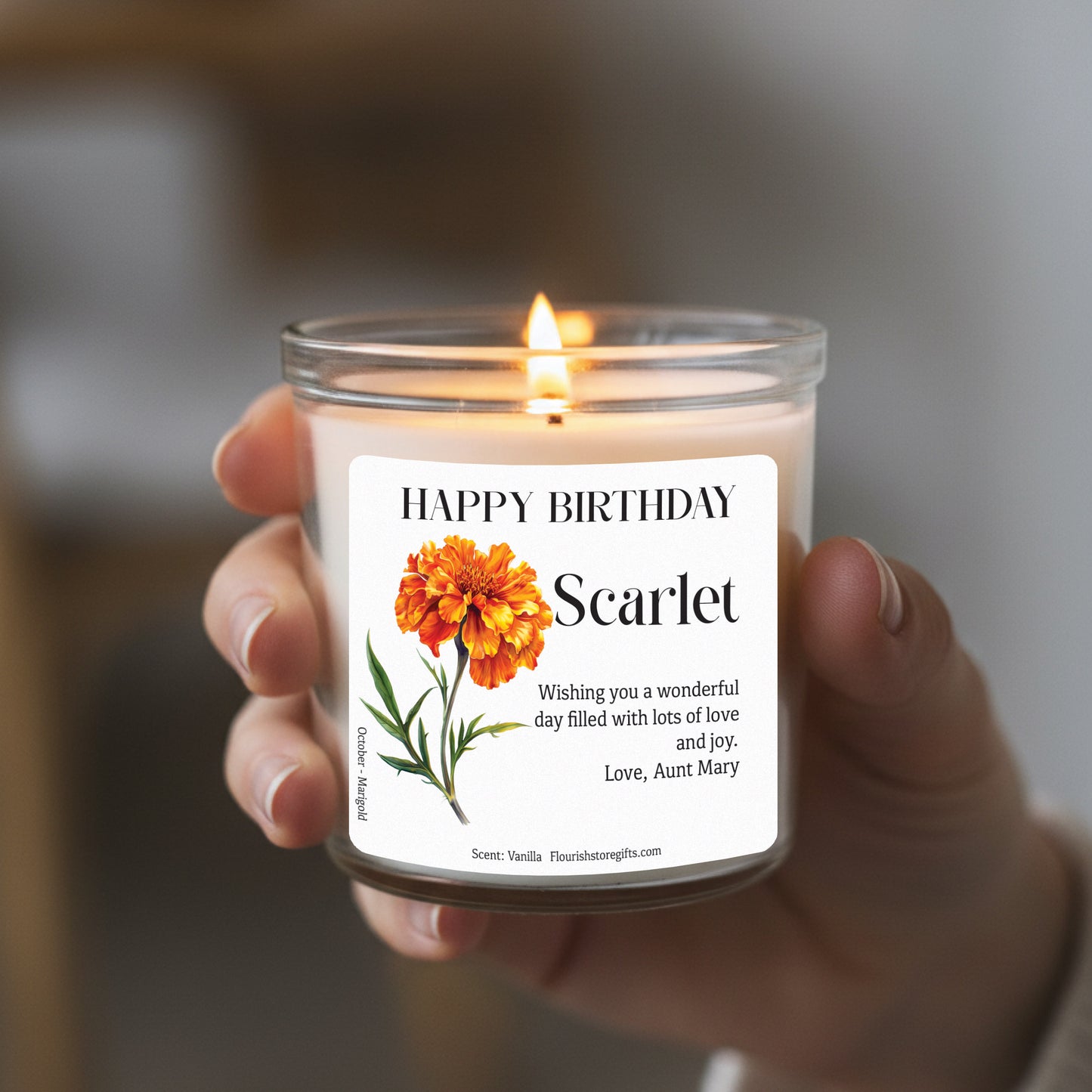 Personalised Birthday Candle Gift - Birth Flower Gifts for Her
