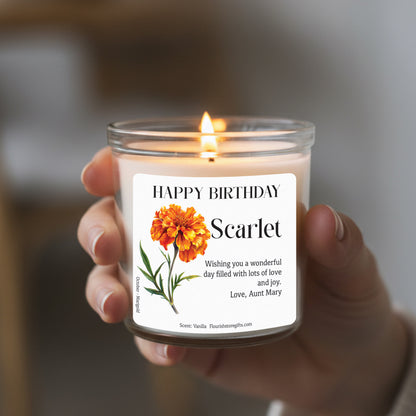 Personalised Birthday Candle Gift - Birth Flower Gifts for Her