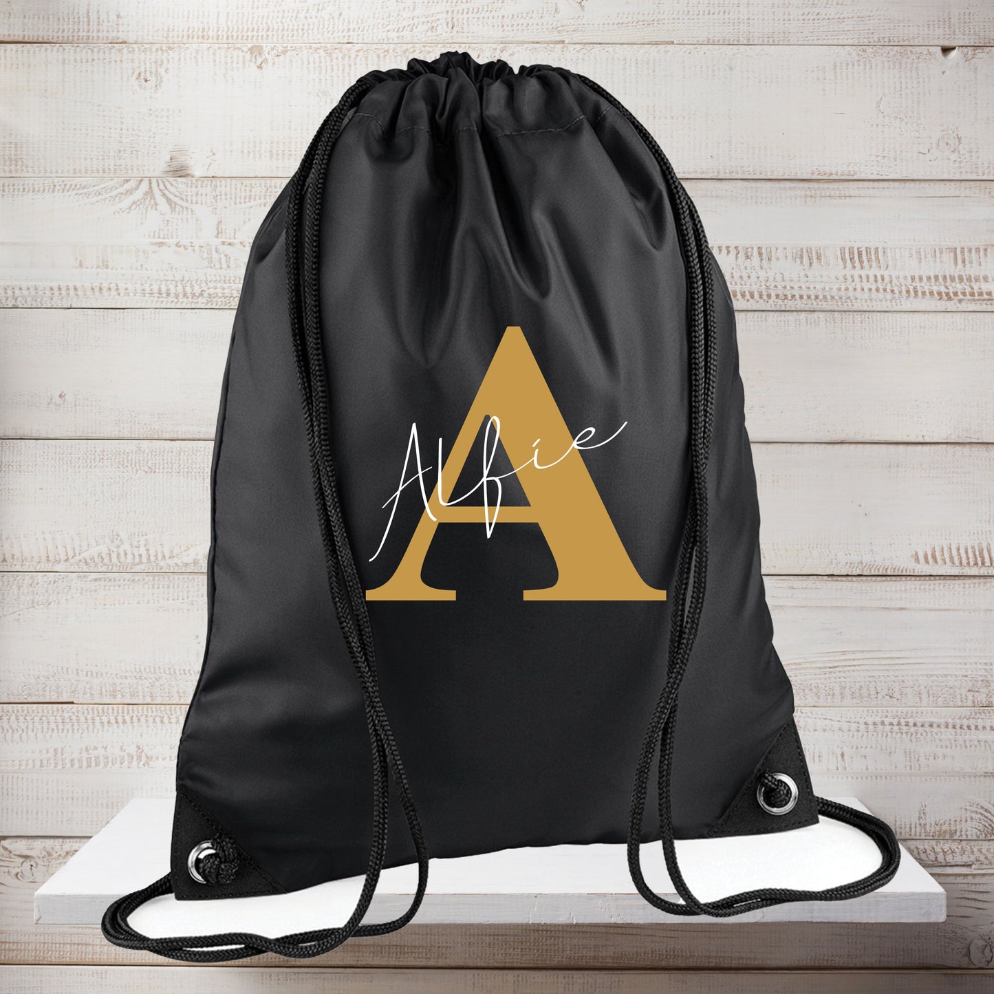 Personalised Name and Initial Drawstring PE Bag