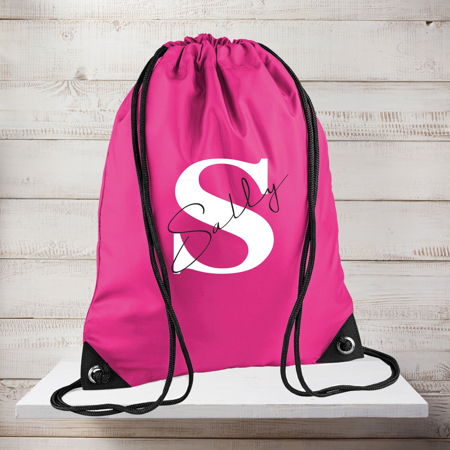 Personalised Name and Initial Drawstring PE Bag