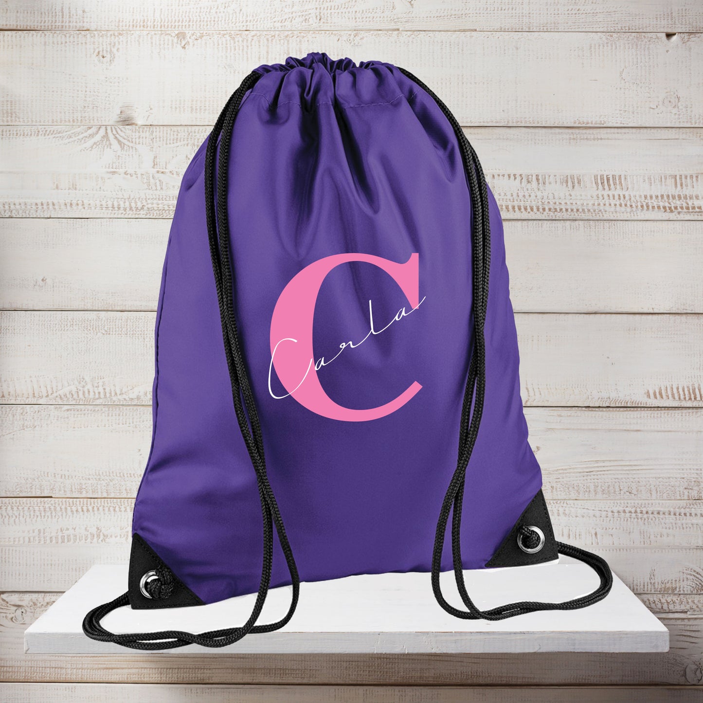 Personalised Name and Initial Drawstring PE Bag