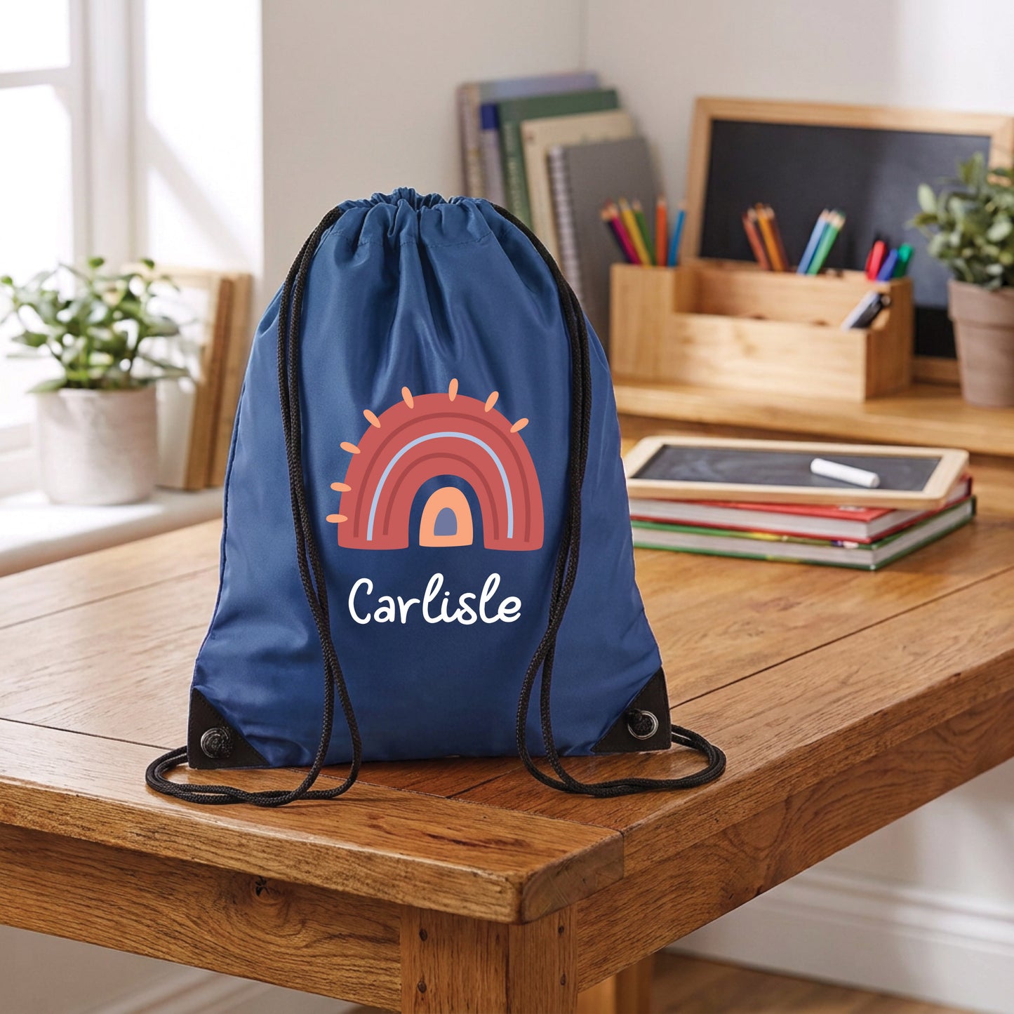 Personalised Rainbow Design Drawstring Gym Bag