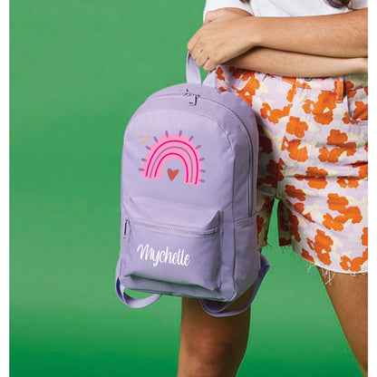 Rainbow backpacks showing 6 colour options