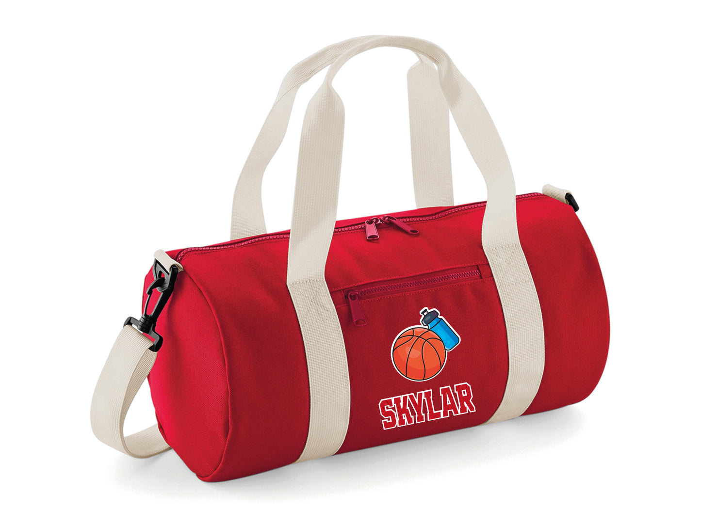 Mini and large personalised basketball kit bag size comparison