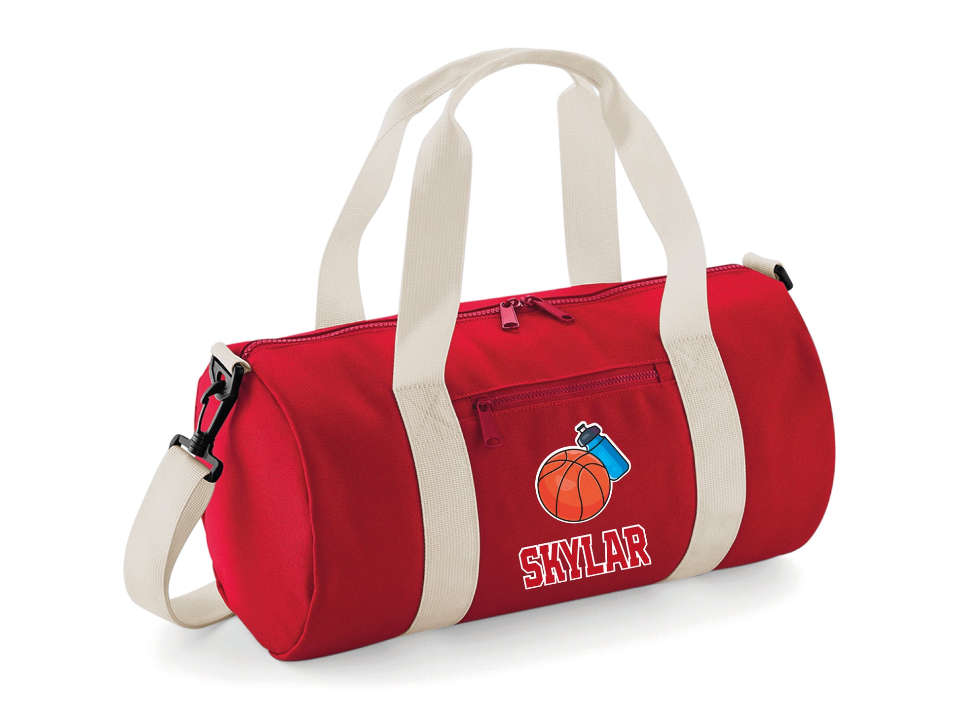 Mini and large personalised basketball kit bag size comparison