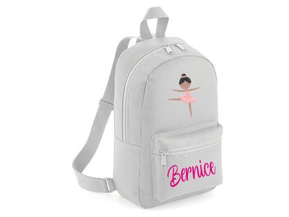 Front zip pocket and grab handle detail on personalised ballet school bag