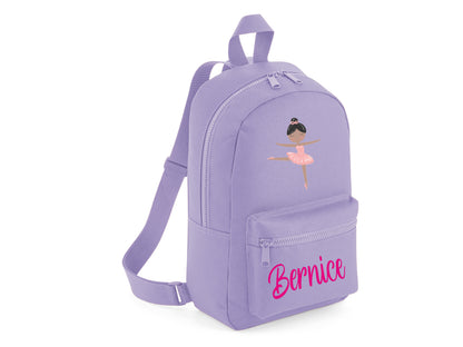 Personalised ballet backpack showing padded back panel and adjustable straps