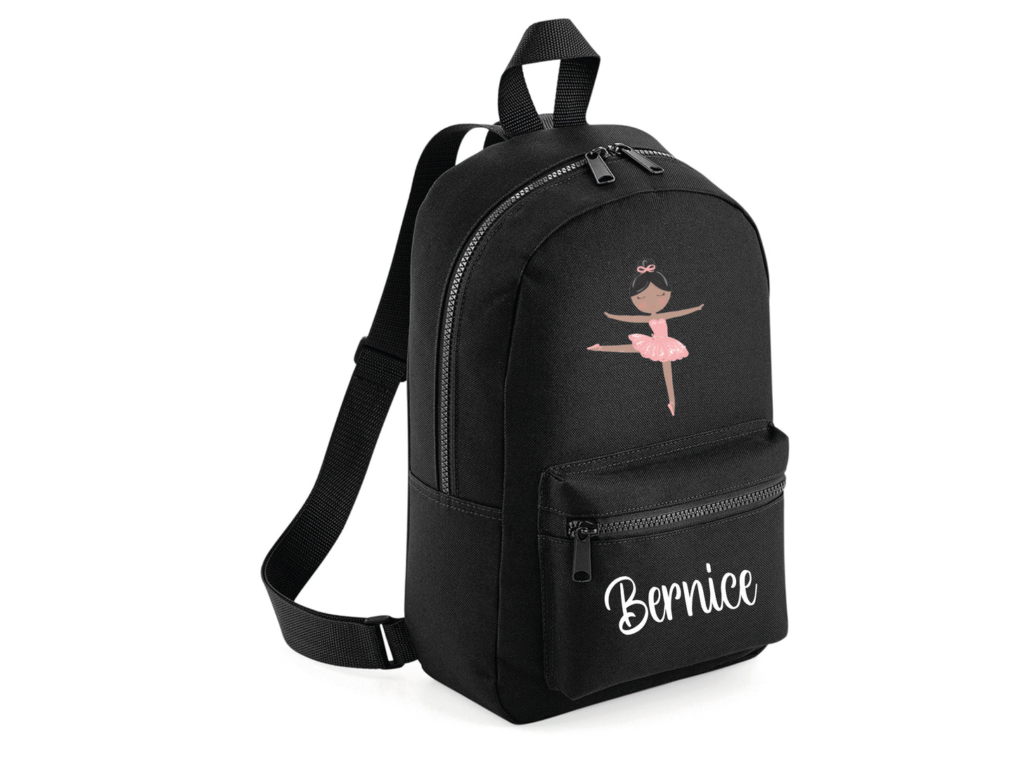 Personalised ballet school bag backpack with ballerina design and custom name