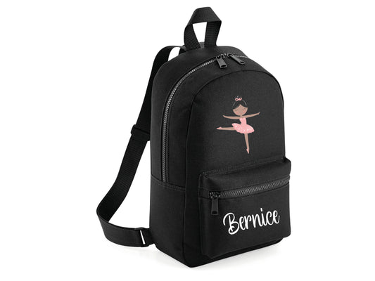 Personalised ballet school bag backpack with ballerina design and custom name